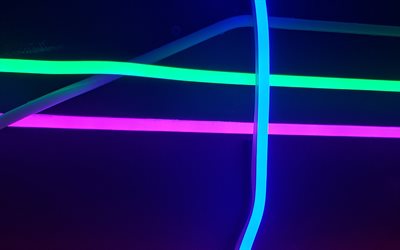 neon ljus linjer, bl&#229; bakgrund, gr&#246;n neon, rosa neon, kreativa neon bakgrund