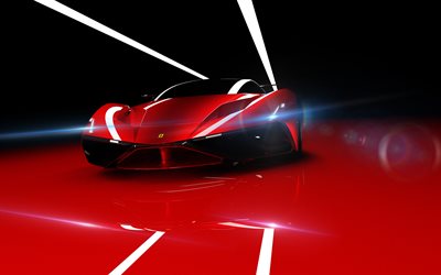 Ferrari LaRossa Concepto de 2020, vista de frente, nuevo Ferrari, autos deportivos de lujo, italiano de superdeportivos, Ferrari
