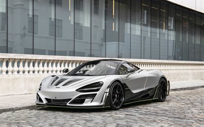 McLaren 720S Mansory, First Edition, front view, exterior, luxury hypercar, tuning 720S, silver 720S, British sports cars, McLaren, Mansory