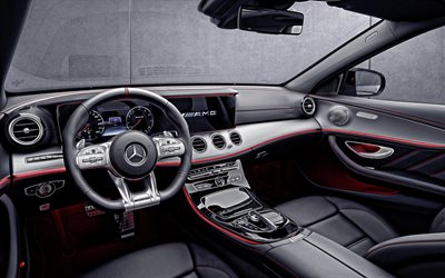 Mercedes-AMG E53, 2020, vista interior, exterior, optimizaci&#243;n E53, panel frontal, los coches alemanes, Mercedes