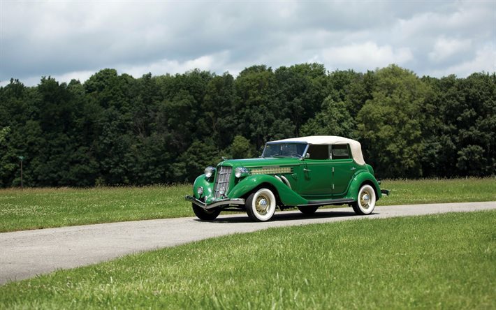 auburn 851, 1935, oldtimer, retro autos, gr&#252;n auburn 851, american retro-autos, auburn automobile