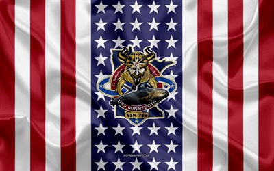 USS Minnesota Emblem, SSN-783, Amerikanska Flaggan, US Navy, USA, USS Minnesota Badge, AMERIKANSKA krigsfartyg, Emblem av USS Minnesota