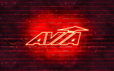 Avia red logo, 4k, red brickwall, Avia logo, sports brands, Avia neon logo, Avia