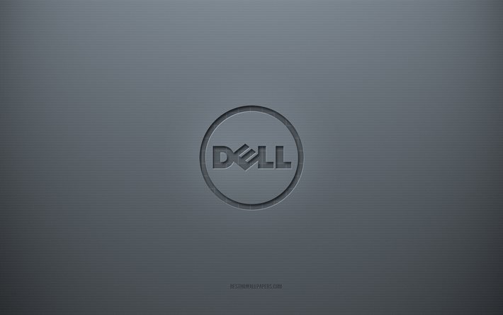 Logotipo da Dell, fundo criativo cinza, emblema Dell, textura de papel cinza, Dell, fundo cinza, logotipo Dell 3d