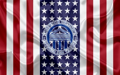 Embl&#232;me de l&#39;Universit&#233; de Longwood, drapeau am&#233;ricain, logo de l&#39;Universit&#233; de Longwood, Harrisonburg, Virginie, USA, Universit&#233; de Longwood