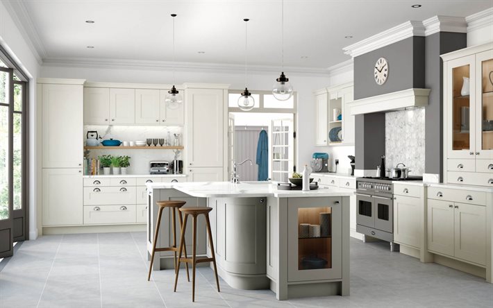 キッチンのクラシックなスタイル, モダンなインテリアデザイン, キッチン, クラシックスタイル, クラシックなスタイルのキッチンのアイデア, キッチンの白い壁
