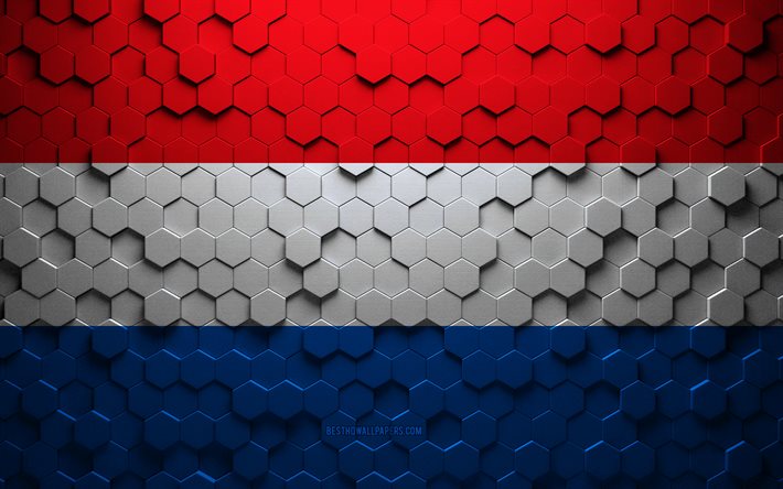 Luxemburgin lippu, hunajakennotaide, Luxemburgin kuusikulmainen lippu, Luxemburg, 3d-kuusikulmion taide