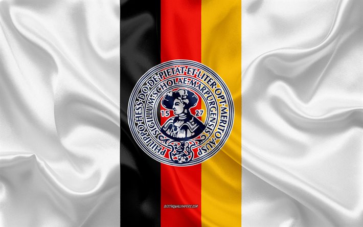 Emblema dell&#39;Universit&#224; di Marburg, bandiera tedesca, logo dell&#39;Universit&#224; di Marburg, Marburg, Germania, Universit&#224; di Marburg