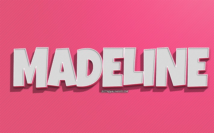 مادلين, اسم اول مؤنث, الوردي الخطوط الخلفية, خلفيات بأسماء, اسم مادلين, أسماء نسائية, بطاقة مادلين تهنئة, لاين آرت, صورة مبنية من البكسل ذات لونين فقط, صورة باسم مادلين