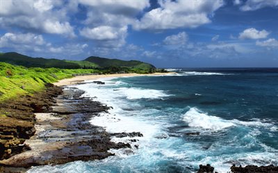 Hawaii, Pacific Ocean, coast, beautiful beach, waves, ocean, USA