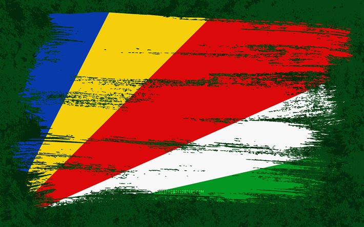 ダウンロード画像 4k, セイシェルの国旗, グランジフラグ, アフリカ 