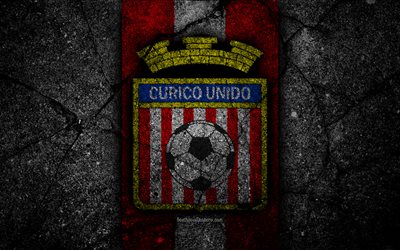 4k, Curico United FC, tunnus, Chilen Primera Division, jalkapallo, musta kivi, football club, Chile, Curico Unido, logo, asfaltti rakenne, FC Curico Unido