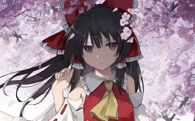 Reimu Hakurei, manga, sakura, anime characters, Touhou