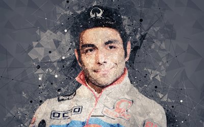 Danilo Petrucci, 4k, visage, portrait cr&#233;ateur, italien moto racer, geometric art, MotoGP, Pramac Racing
