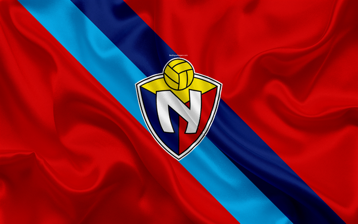 CD El Nacional, 4k, Sucre football club, seta, trama, logo, bandiera rossa, emblema, Ecuador Serie A, Quito, in Ecuador, il calcio, la Primera Un