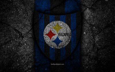 4k, huachipato fc, emblem, die chilenische primera division, fussball, black stone, fu&#223;ball-club, chile, huachipato, logo -, asphalt-textur, fc huachipato