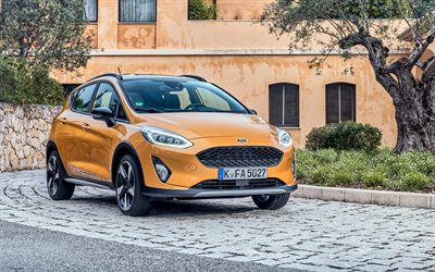 Ford Fiesta, Active, 2018, exterior, front view, hatchback, new orange Fiesta, American cars, Ford