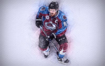 gabriel landeskog, 4k -, grafik -, hockey-stars, colorado avalanche, nhl, landeskog, hockey, zeichnung
