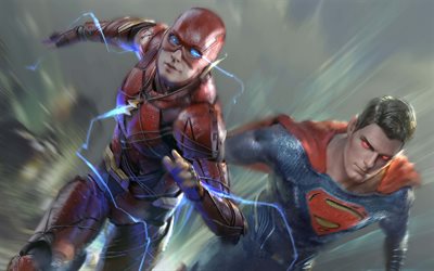 SuperMan, Flash, super-h&#233;ros, DC Comics, de la Ligue de Justice