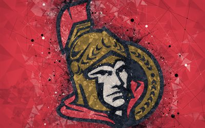 Ottawa Senators, 4k, Canadese di hockey club, creativo, arte, logo, stemma, NHL, arte geometrica, rosso, astratto sfondo, hockey, Ottawa, Canada, stati UNITI, National Hockey League