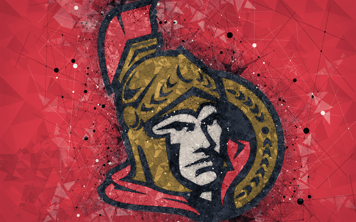 ottawa senators, 4k, kanadischen eishockey-club, kreative kunst, logos, wappen, nhl, geometrische kunst, rot, abstrakt, hintergrund, eishockey, ottawa, kanada, usa national hockey league