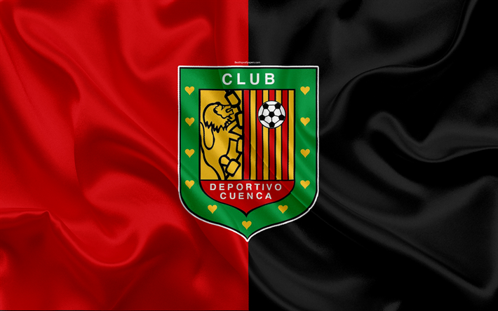 Guimar&#227;es, 4k, Equatoriano de futebol do clube, textura de seda, logo, preto vermelho da bandeira, emblema, Ecuadorian S&#233;rie A, Bacia, Equador, futebol, Primera Uma