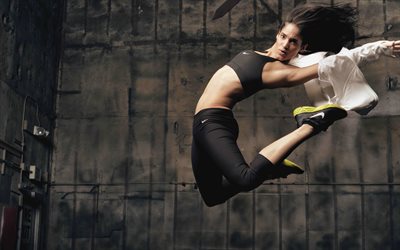 ソフィアBoutella, 4k, フランス人女優, Nike, 驚, 美, 女の子ジャンプ