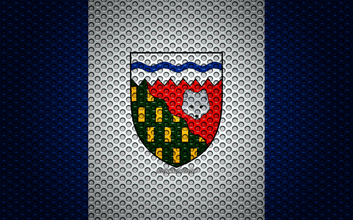Bandeira dos Territ&#243;rios do Noroeste, 4k, arte criativa, a malha de metal textura, Territ&#243;rios do noroeste bandeira, s&#237;mbolo nacional, prov&#237;ncias do Canad&#225;, Territ&#243;rios Do Noroeste, Canad&#225;, Am&#233;rica Do Norte