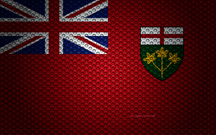 Drapeau de l&#39;Ontario, 4k, art cr&#233;atif, de maille en m&#233;tal de la texture, de l&#39;Ontario drapeau, symbole national, les provinces du Canada, de l&#39;Ontario, au Canada, en Am&#233;rique du Nord