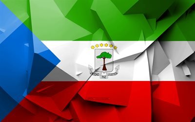 4k, Flag of Equatorial Guinea, geometric art, African countries, Equatorial Guinea flag, creative, Equatorial Guinea, Africa, Equatorial Guinea 3D flag, national symbols