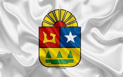 Flag of Quintana Roo, 4k, silk flag, Mexican state, Quintana Roo flag, coat of arms, silk texture, Quintana Roo, Mexico