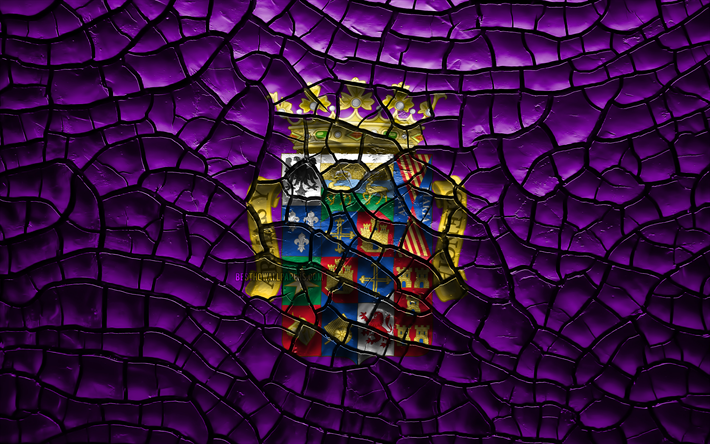 Flag of Palencia, 4k, spanish provinces, cracked soil, Spain, Palencia flag, 3D art, Palencia, Provinces of Spain, administrative districts, Palencia 3D flag, Europe