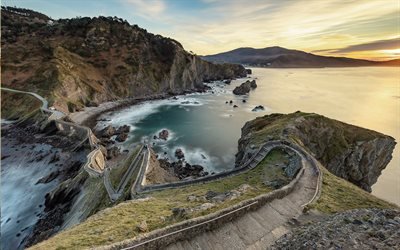 Gaztelugatxe, Bay of Biscay, coast, rocks, seascape, ocean, Bermeo, Basque Country, Spain