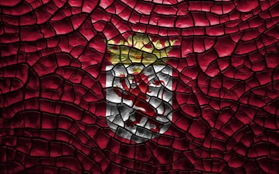 Bandiera di Leon, 4k, province spagnole, incrinato suolo, Spagna, Leon bandiera, 3D, arte, Leon, Province di Spagna, i distretti amministrativi, Leon 3D, bandiera, Europa