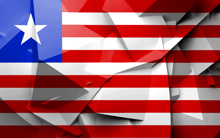4k, con Bandera de Liberia, el arte geom&#233;trico, los pa&#237;ses de &#193;frica, Liberia bandera, creativo, Liberia, &#193;frica, Liberia 3D de la bandera, los s&#237;mbolos nacionales
