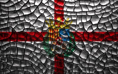 Bandiera di Teruel, 4k, province spagnole, incrinato suolo, Spagna, Teruel, bandiera, 3D, arte, Province di Spagna, i distretti amministrativi, Teruel 3D, Europa