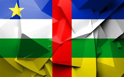 4k, Flag of Central African Republic, geometric art, African countries, CAR flag, creative, Central African Republic, Africa, CAR 3D flag, national symbols
