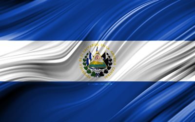 4k, El Salvador flag, North American countries, 3D waves, Flag of El Salvador, national symbols, El Salvador 3D flag, art, North America, El Salvador
