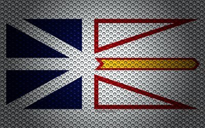 Flag of Newfoundland and Labrador, 4k, creative art, metal mesh texture, national symbol, provinces of Canada, Newfoundland and Labrador, Canada, North America