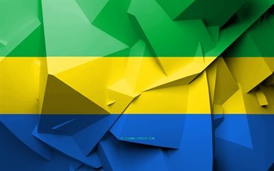 4k, Flag of Gabon, geometric art, African countries, Gabonese flag, creative, Gabon, Africa, Gabon 3D flag, national symbols