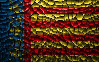 Bandiera di Valencia, 4k, province spagnole, incrinato suolo, in Spagna, a Valencia, bandiera, 3D, arte, Valencia, Province di Spagna, i distretti amministrativi, Valencia 3D, Europa