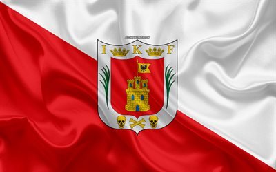 Bandeira de Tlaxcala, 4k, seda bandeira, Estado mexicano, Tlaxcala bandeira, bras&#227;o de armas, textura de seda, Tlaxcala, M&#233;xico