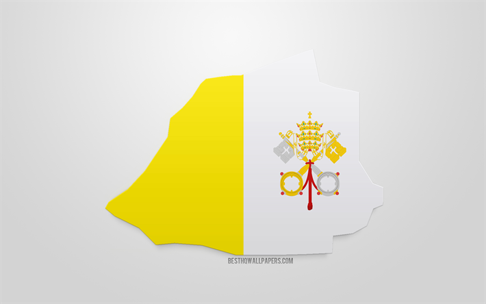3d flag of Vatican City, map silhouette of Vatican City, 3d art, Vatican City 3d flag, Europe, Vatican City, geography, Vatican 3d silhouette