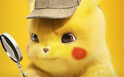 Pikachu, magnifier, Pokemon Detective Pikachu, 2019 movie, fan art, chubby rodent, Detective Pikachu