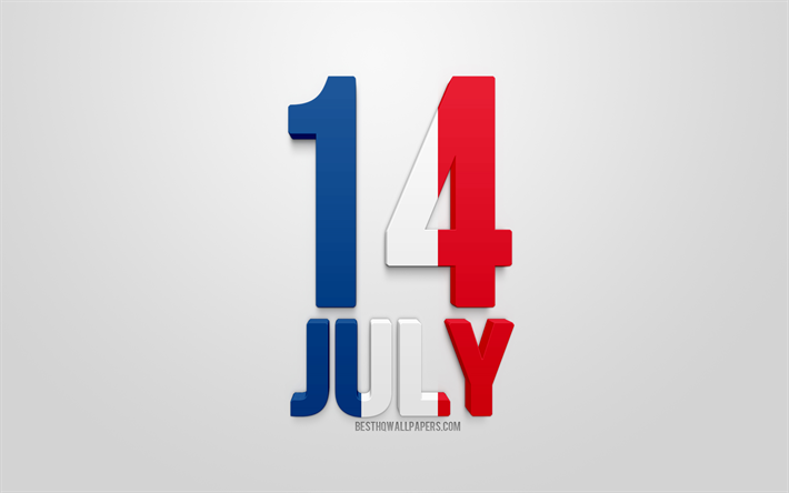 Nationaldagen, 14 juli, kreativa 3d-konst, Frankrike, gratulationskort, nationell helgdag i Frankrike, 14 juli begrepp