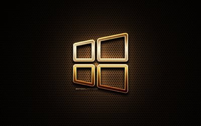 Windows 10 linear glitter logo, creative, OS, metal grid background, Windows 10 logo, brands, Windows 10