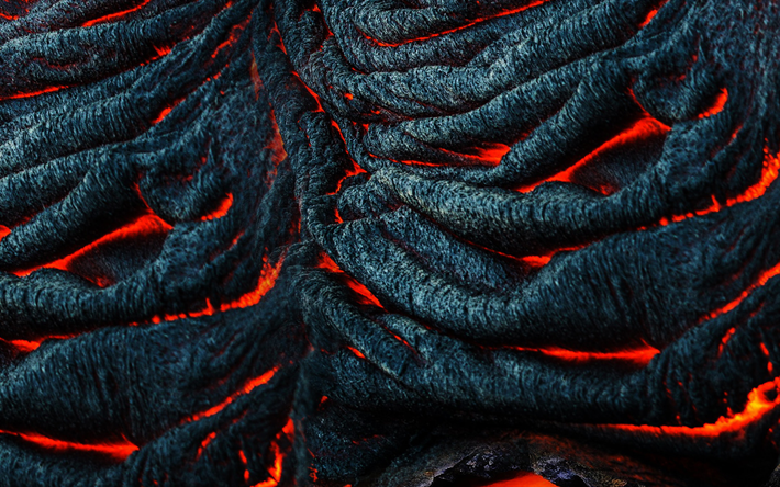lava ardente, macro, lava textura, vermelho-quente lava, fundo preto, lava