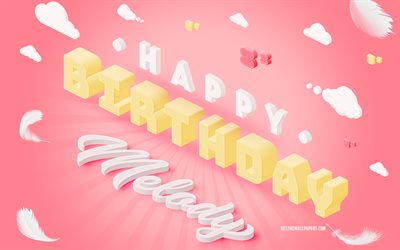 Happy Birthday Melody, 3d Art, Birthday 3d Background, Melody, Pink Background, Happy Melody birthday, 3d Letters, Melody Birthday, Creative Birthday Background