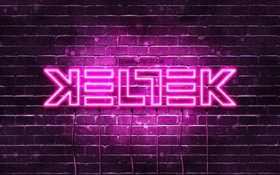 Keltek purple logo, 4k, superstars, dutch DJs, purple brickwall, Keltek logo, Keltek, music stars, Keltek neon logo