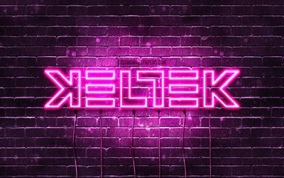 Keltek p&#250;rpura logo, 4k, superestrellas, holand&#233;s DJs, p&#250;rpura brickwall, Keltek logotipo, Keltek, estrellas de la m&#250;sica, Keltek de ne&#243;n logotipo